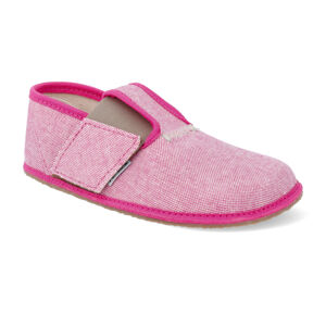 Barefoot papučky Pegres - bez prierezov ružové jeans Veľkosť: 24