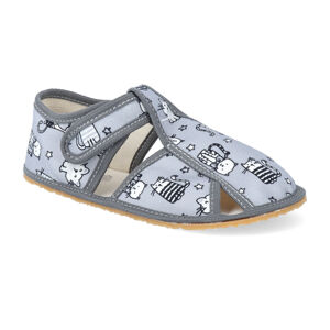 Barefoot papučky Baby bare - s prierezmi grey cat šedé Veľkosť: 21