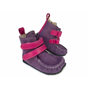 Zimná barefoot obuv Zeazoo - YETI Purple/Fuchsia Sheepskin Waterproof leather Veľkosť: 23